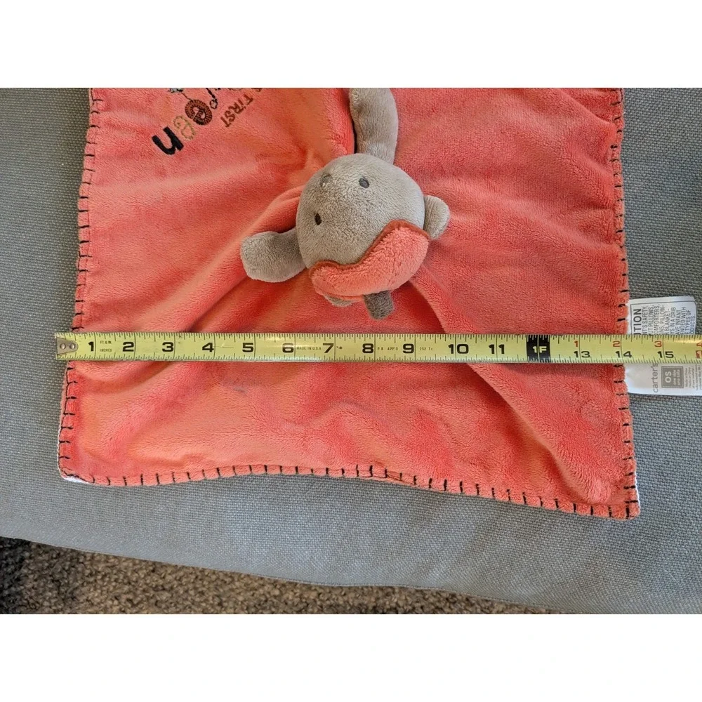 Carters Babys First Halloween Lovey Security Blanket Orange Pumpkin Bear 14''